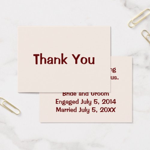 Personalized Wedding Event Thank You Flat Cards