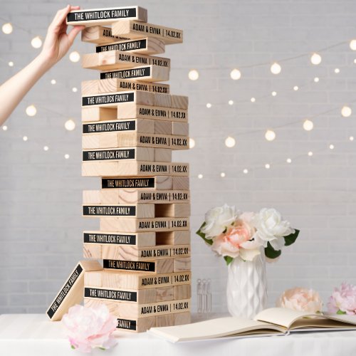 Personalized Wedding Family Couple Names Date Topple Tower