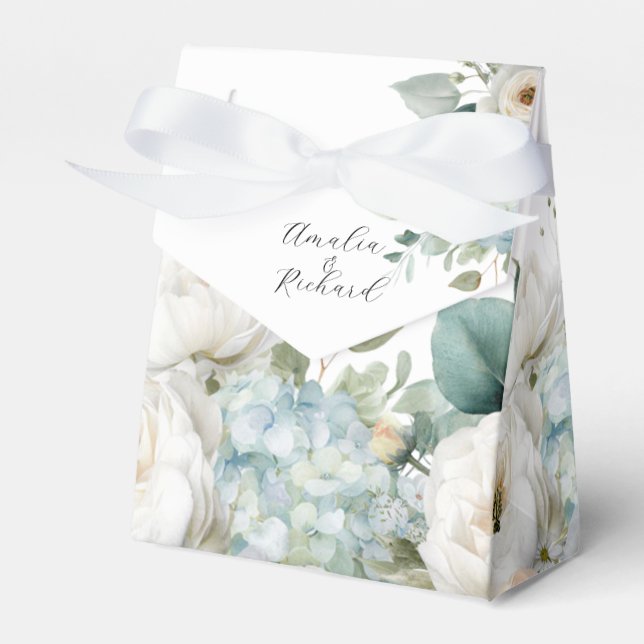 Personalized Wedding Favor Box, Hydrangea Design Boxes (Front Side)