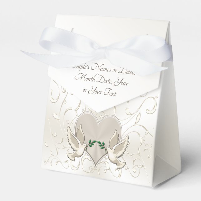 Personalized Wedding Favor Boxes, Love Bird Favors Boxes (Front Side)