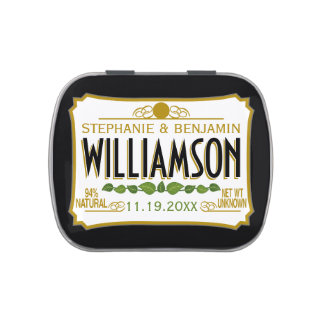 Personalized Wedding Favor - Bride Groom Name Date Jelly Belly Tin