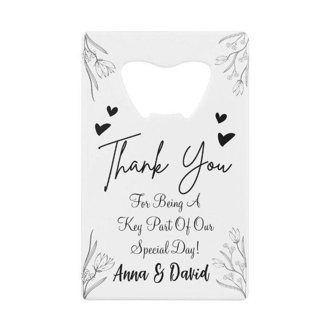 Personalized Wedding Favor Credit Card Bottle Opener (Front)