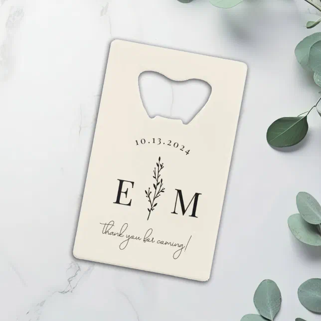Personalized Wedding Favor Elegant Credit Card Bottle Opener