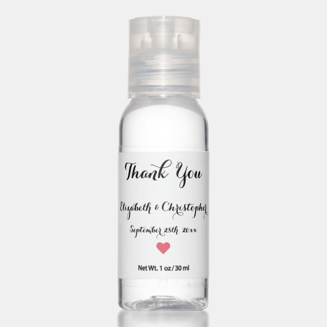 Personalized Wedding Favor Elegant Thank You Hand Sanitizer (Front)