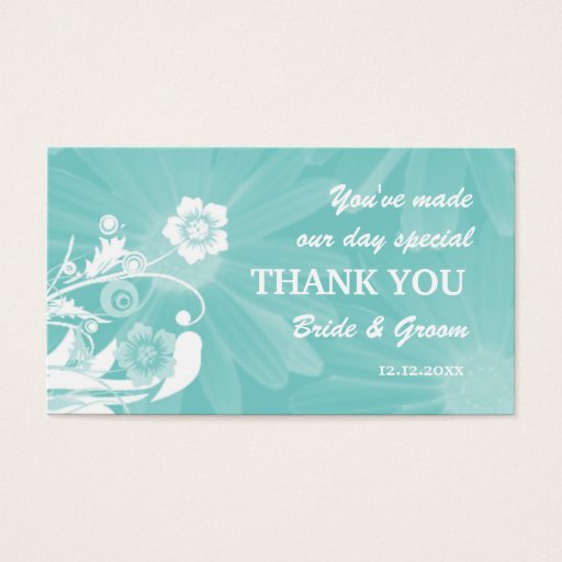 Customizable Personalized Wedding Favor Gift Tags- Aqua Green Business Card Templates