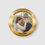 Personalized Wedding Favor | Gold |Photo Magnet<br><div class="desc">You can personalize this design by putting your own photo,  names of the couple and the date of the wedding. It has a trendy and glittery gold background.</div>