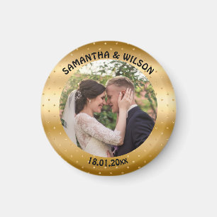 Personalized Wedding Favor Gold Photo Magnet
