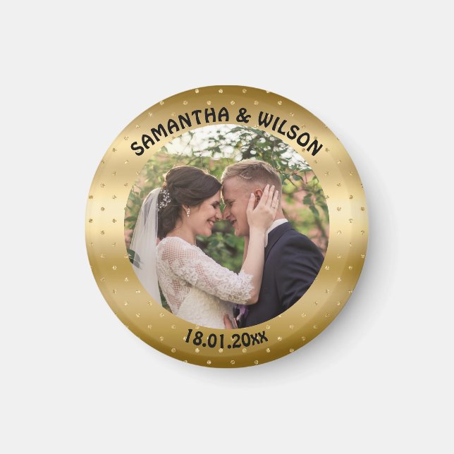 Personalized Wedding Favor | Gold |Photo Magnet (Front)