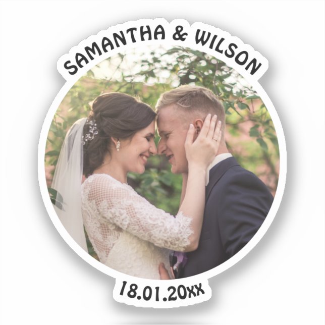 Personalized Wedding Favor | Gold |Photo  Sticker (Front)