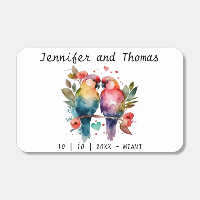 Personalized Wedding Favor Love Birds Matchboxes (Front)