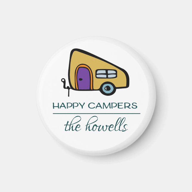 Personalized Wedding Favor Magnet - Happy Campers (Front)