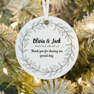 Personalized Wedding Favor Metal Ornament