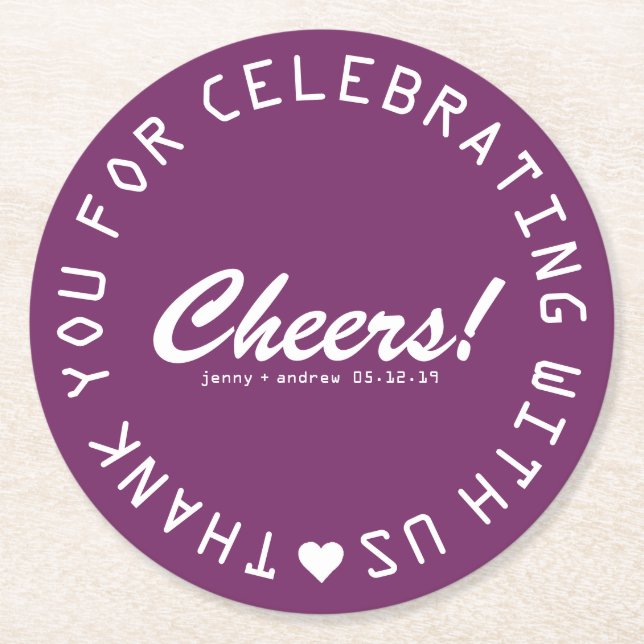 Personalized Wedding Favor Party Coaster Any Color (Front)