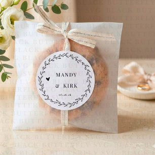 Personalized Wedding Favor Sticker Laurel Wreath