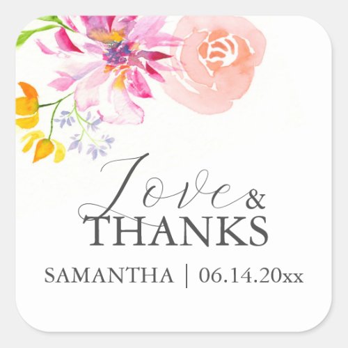 Personalized Wedding Favor Stickers Floral