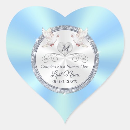 Personalized Wedding Favor Stickers Heart Shaped Heart Sticker