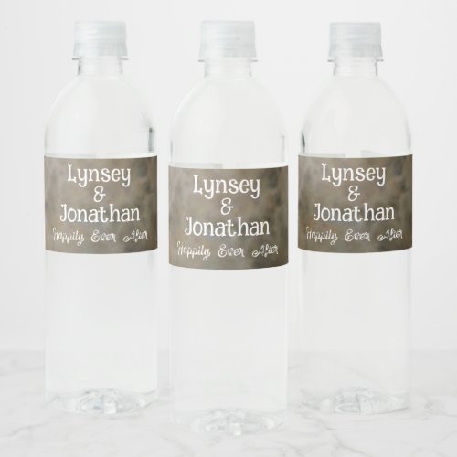 Personalized Wedding Favor Taupe Water Bottle Label