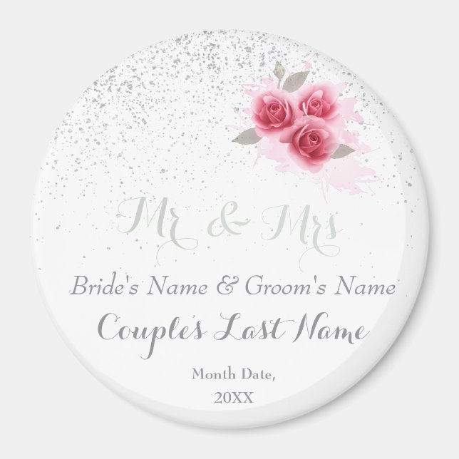 Personalized Wedding Favors Magnets, Mr and Mrs Magnet (Front)