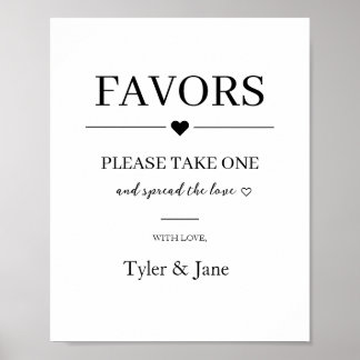 Personalized Wedding Favors Sign Black & White