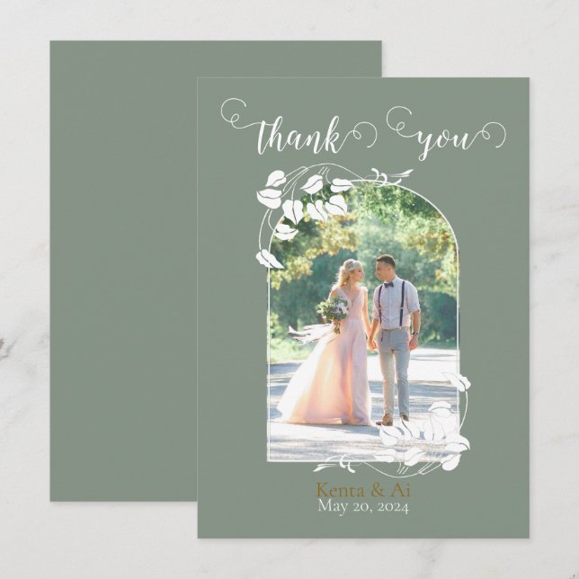 Personalized Wedding Flat Thank You Card  (Front/Back)