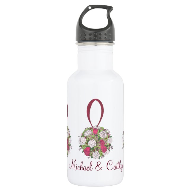 Personalized Wedding Flower Bouquet Favor Bottle (Front)