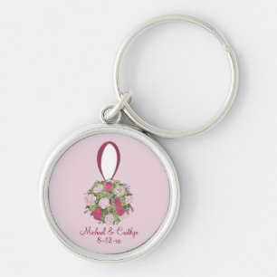 Personalized Wedding Flowers Rose Bouquet Keychain