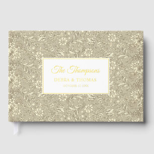 Personalized Wedding French Toile Gold Floral Foil Guest Book