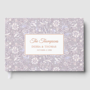 Personalized Wedding French Toile Pink Floral Foil Guest Book