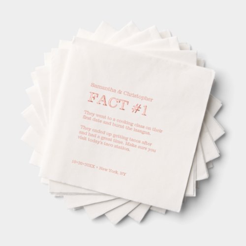 Personalized Wedding Fun Fact Rose Gold Foil Napkins