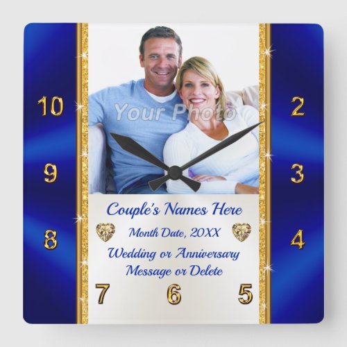 Personalized Wedding Gift for Older Couple  Square Wall Clock