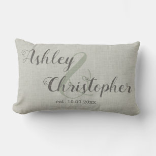 Personalized Wedding Gift: Gray Farmhouse Throw Lumbar Pillow
