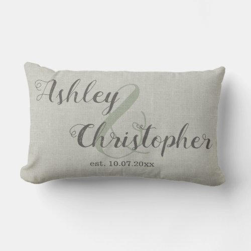 Personalized Wedding Gift Gray Farmhouse Throw Lumbar Pillow