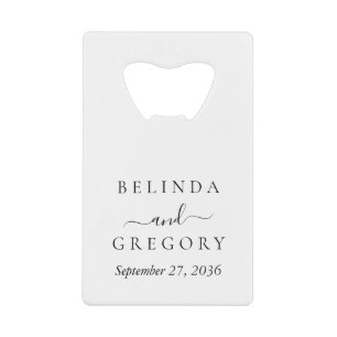 Personalized Wedding Gifts Black White  Credit Card Bottle Opener