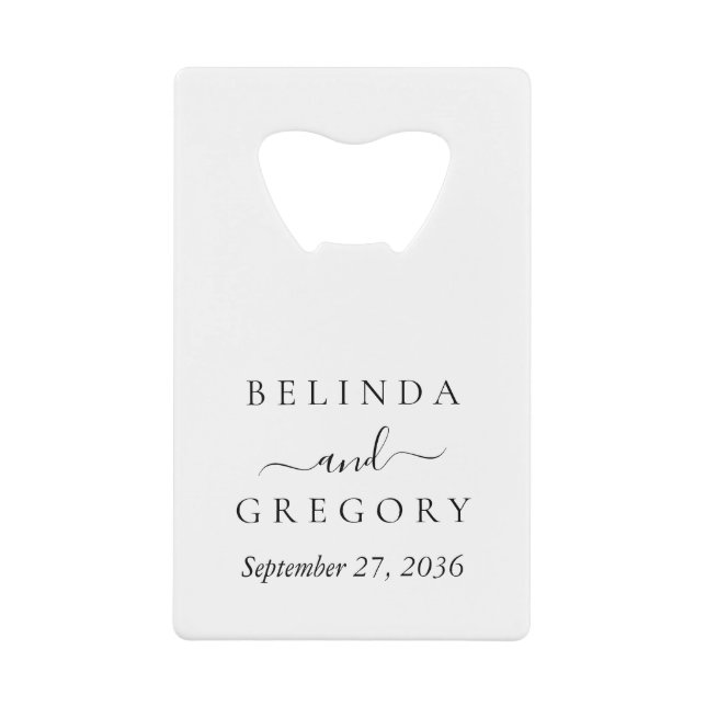 Personalized Wedding Gifts Black White  Credit Card Bottle Opener (Front)