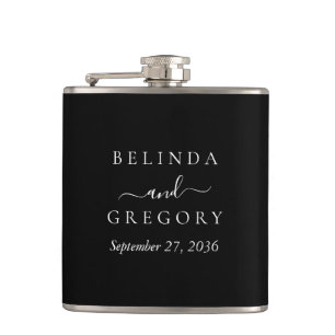 Personalized Wedding Gifts Black White  Flask