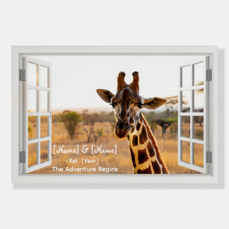 Personalized Wedding Giraffe Wall Art Foam Board