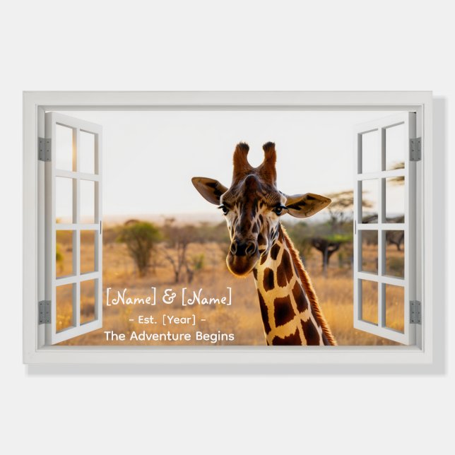 Personalized Wedding Giraffe Wall Art Foam Board (Front)