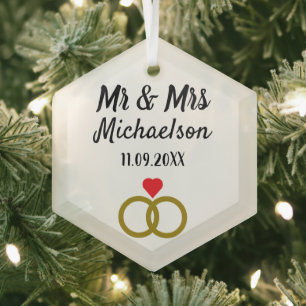 Personalized Wedding Glass Ornament