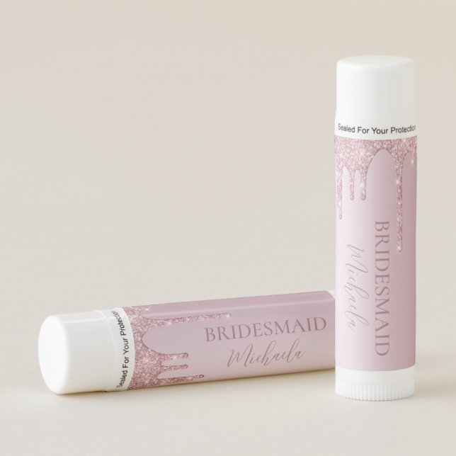 Personalized Wedding Glitter Drip Bridesmaid Lip Balm (Front)