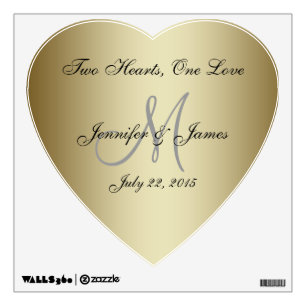 Personalized Wedding Gold Heart Wall Decal