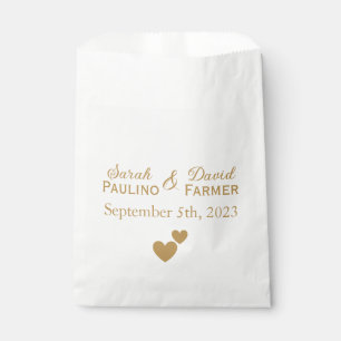 Personalized Wedding Gold Hearts Favor Bag
