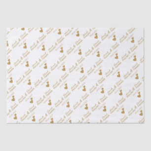 Personalized Wedding Gold Hearts Tissue Paper