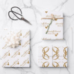 Personalized Wedding Gold Hearts Wrapping Paper Sheets<br><div class="desc">The design features two gold hearts and personalization of the bride's and groom's first names,  and the wedding date.

For special requests or questions,  contact the artist at wafadahdalcreates@gmail.com. 

© Wafa Y. Dahdal - All Rights Reserved.</div>