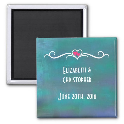 Personalized Wedding Green Abstract Design Magnet