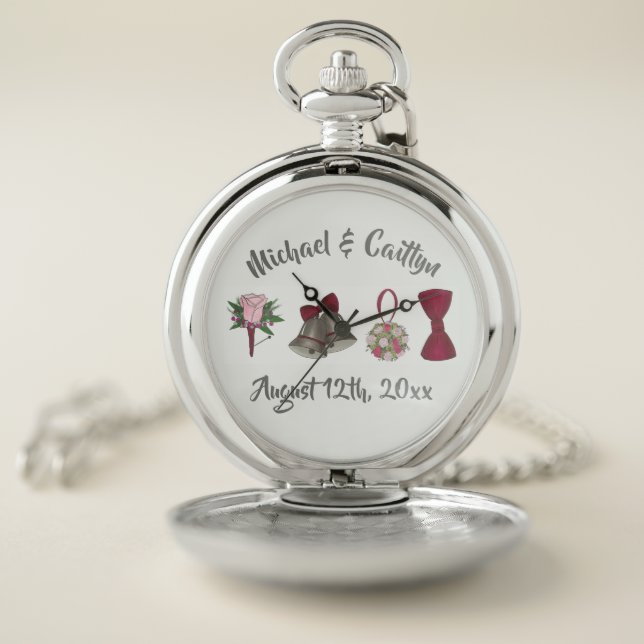 Personalized Wedding Groom Bridal Party Best Man Pocket Watch (Inside)