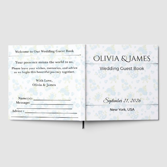 Personalized Wedding Guest Book | Dusty Blue (Full)