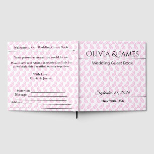 Personalized Wedding Guest Book Pink Romantic