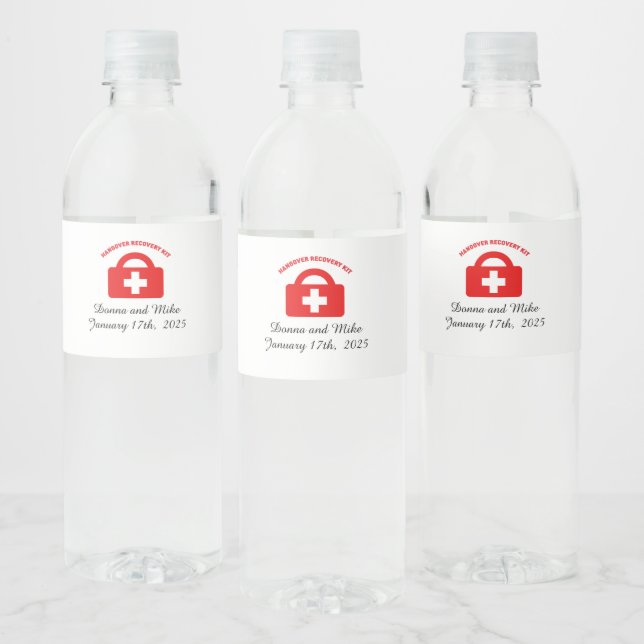 Personalized Wedding Hangover Recovery  Water Bottle Label (Bottles)
