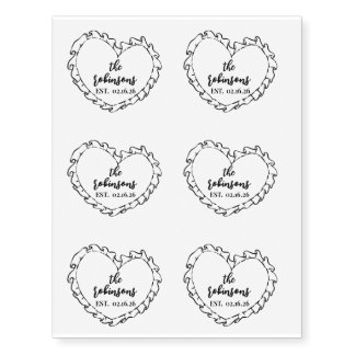 Personalized Wedding Heart Custom Name & date Temporary Tattoos