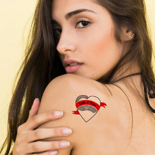 Personalized Wedding Heart with Couple's Names Temporary Tattoos